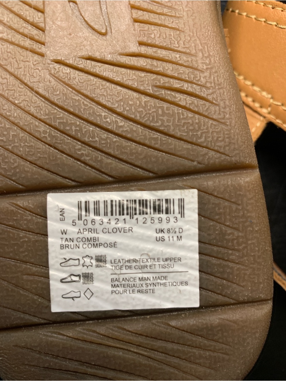 Clarks April Clover Women's Tan Leather Adjustable Sandals - Picture 6 of 6